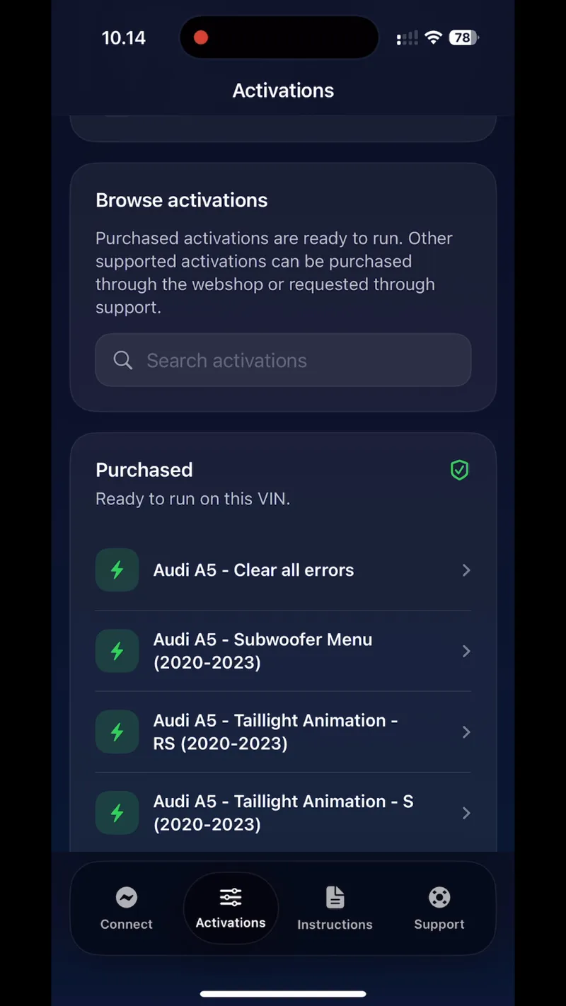RetroLab Pro iOS Activations Screen